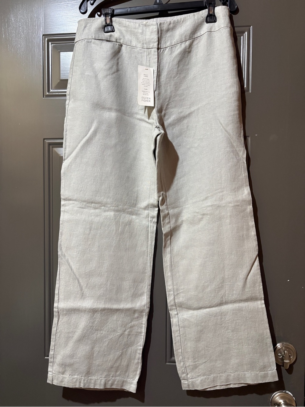 Eileen Fisher “Silver” Wide Leg Linen-Blend Pants